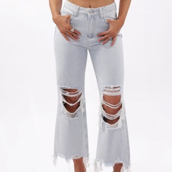 Vervet Gray Leslie 90’s Vintage Flare Wide Leg Crop Jeans Sz 26 - Picture 1 of 12